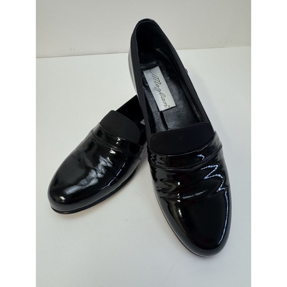 Mezlan Mirage Loafers Formal Tuxedo Black Patent‎ Leather Satin Trim Shoes 9 M